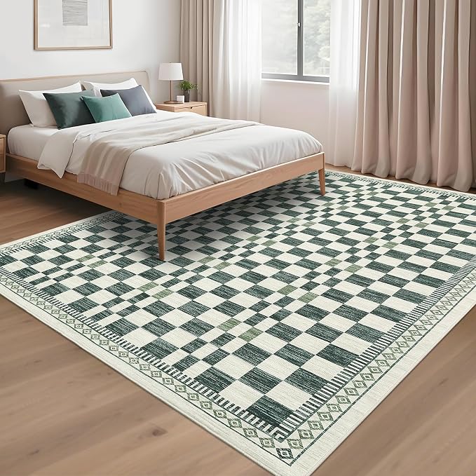 GarveeHome 5x7 Washable Rug for Living Room Contemporary Sage Green Geometric - Image 7
