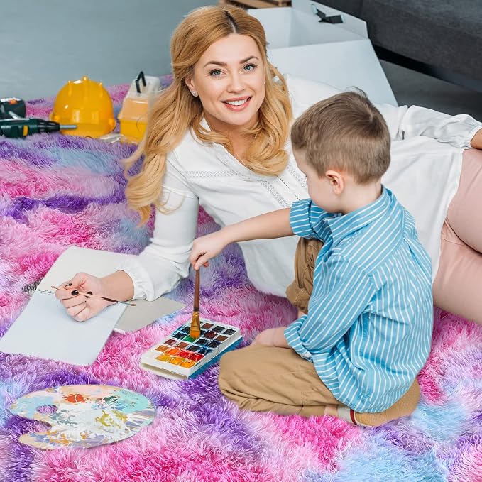 AROGAN Soft Rainbow Area Rugs for Girls Room 2x4 Feet, Fluffy Girls Bedroom Rugs - Image 7