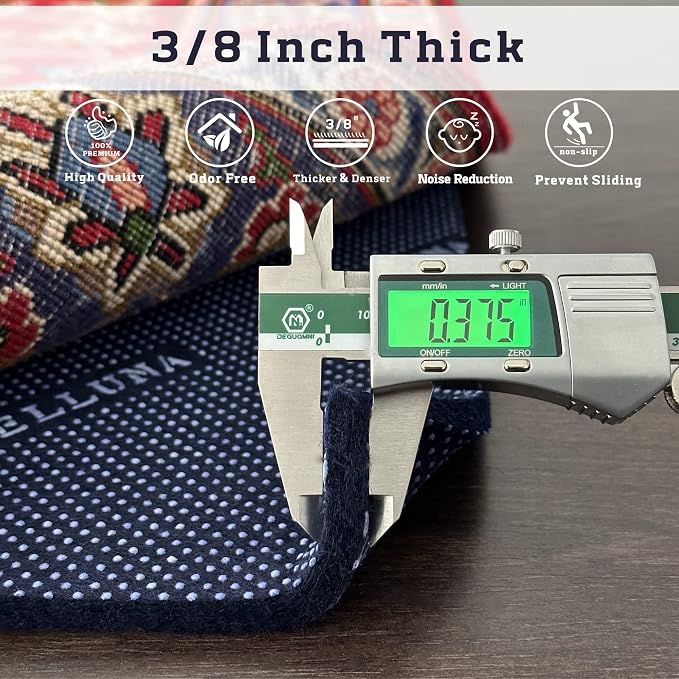 DELLUNA Non-Slip Area Rug Pad 8'x10', 3/8" Thick Double Side Rubber + Felt - Image 3