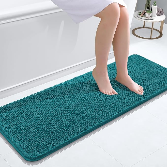 OLANLY Bathroom Runner Rugs 47x17, Soft Absorbent Chenille Bath Rugs, Rubber by OLANLY