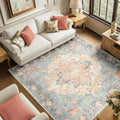 RELEANY Area Rugs Square 6ft Washable Non-Slip, Floral Vintage Distress by RELEANY