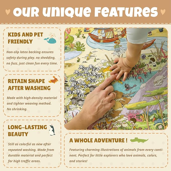 Desert Adventure Kids Rug 5x7 – Safari Animal Map Carpet - Image 8