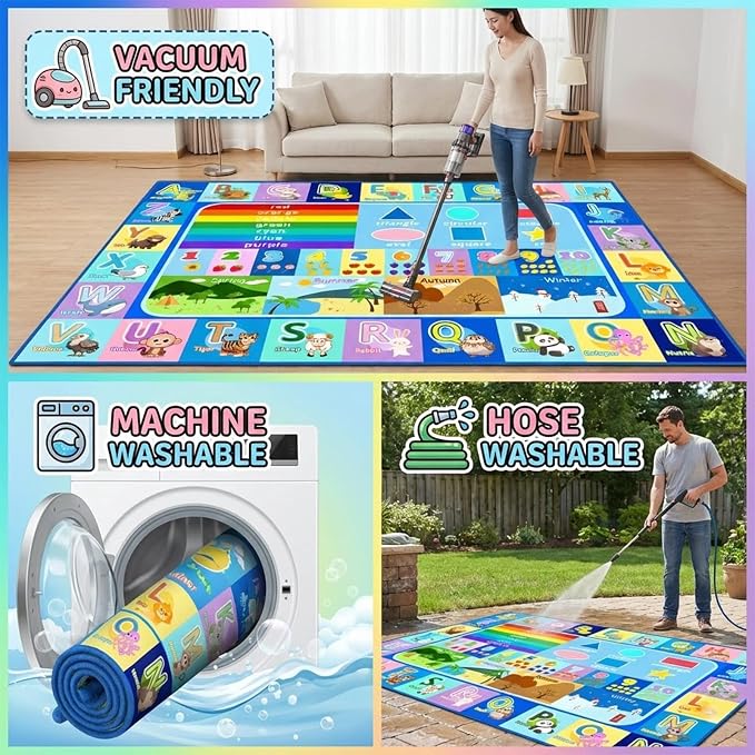 Kids Educational Area Rug 3x5, Non-Slip ABC Alphabet Rug - Image 6