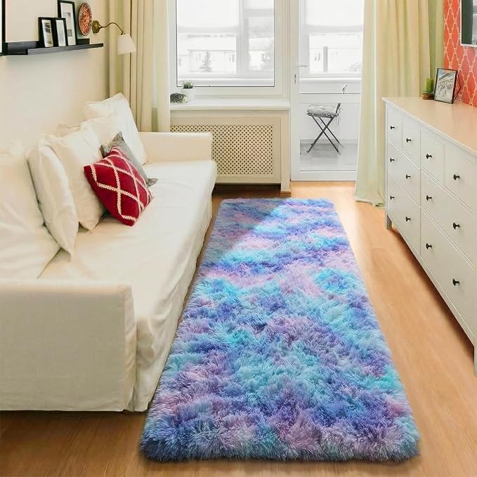 ONASAR Rainbow Runner Rugs for Bedroom Living Room, Fluffy 2x6 Bedside Hallway - Image 5