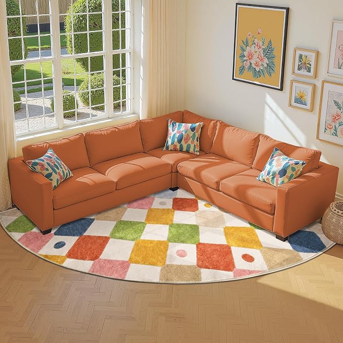 jinchan Macy Kids Rug for Classroom 7ft Radius Corner Washable Area Rug Modern - Image 9