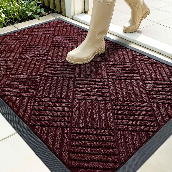 OLANLY Front Door Mat Outside Entrance 35x23, Heavy Duty Sturdy Natural Rubber by OLANLY