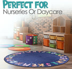 ABC Alphabet Rug for Kids – 6 ft Round Blue Play Mat for Toddlers & Babies - Image 9