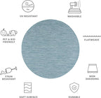 SAFAVIEH Courtyard Collection 6'7'' Round Aqua/Grey CY8521 Indoor/ Outdoor - Image 6