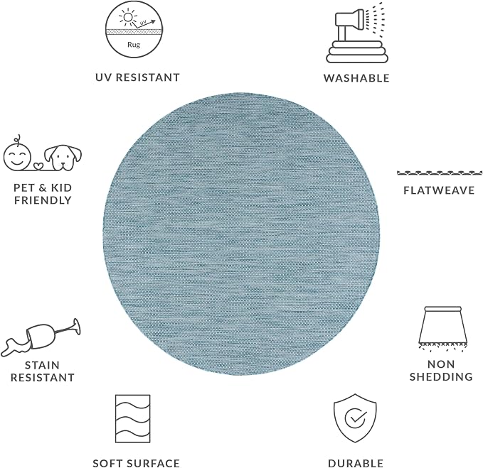SAFAVIEH Courtyard Collection 6'7'' Round Aqua/Grey CY8521 Indoor/ Outdoor - Image 6