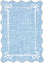 GarveeHome Scalloped Bow Rug for Living Room, Solid Blue Rug for Dorm, Washable - Image 4