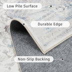 DCX 6x9 Haze Blue Rug, Machine Washable Stain Resistant Distressed Vintage Rug - Image 6