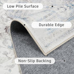 DCX 3x5 Haze Blue Rug, Machine Washable Stain Resistant Distressed Vintage Rug - Image 5