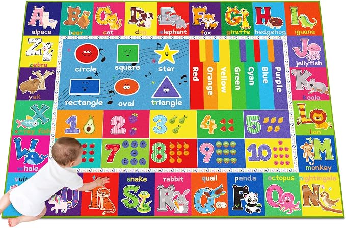 ABC Kids Rug for Playroom, Educational Play Mat for Kids, Preschool Rugs - Image 3