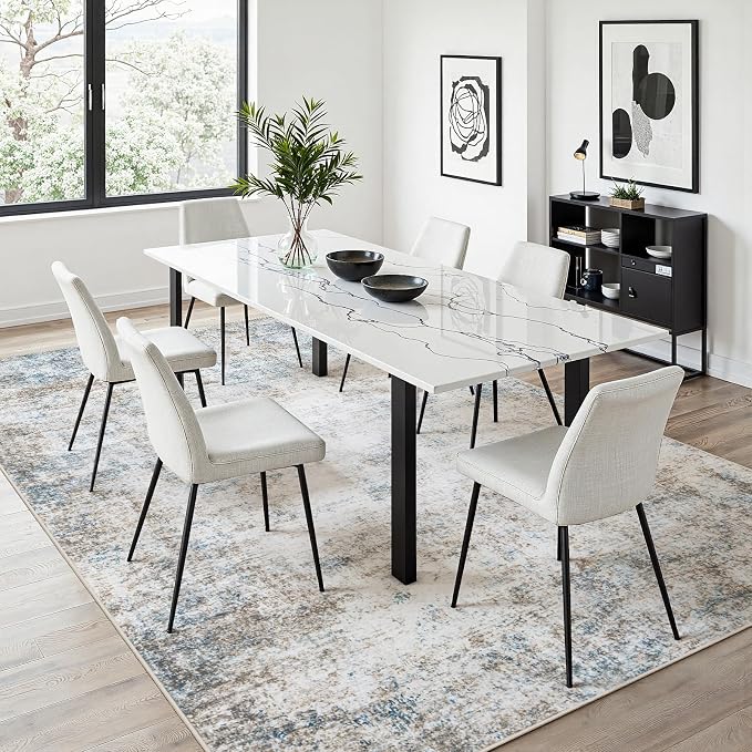 Area Rug 9x12 Living Room Rug Washable: No-Slip Abstract Soft Thin Large Brown - Image 5
