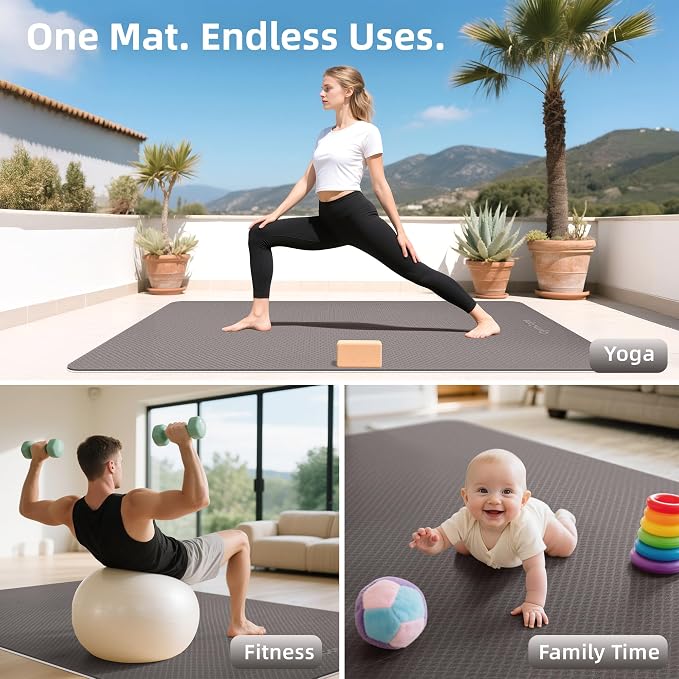 Extra Large Yoga Mat – 72"x48" or 78"x57", 1/4"–1/2" Thick Mat - Image 7