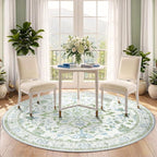 RELEANY Area Rugs Round 5ft Washable Non-Slip, Floral Vintage Distress - Image 2