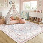 CAPALOCA Machine Washable Rugs Nursery Rug Sq6ft Cute Girl Non Slip Low Pile - Image 9