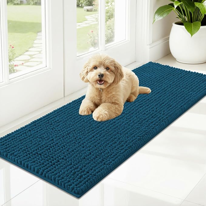 OLANLY Dog Door Mat for Muddy Paws 47x17, Ultra Absorbent Chenille Mud Doormat by OLANLY