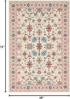Rugxara Pink Rug for Living Room Bedroom, Floral 4x6 Washable Rug, Vintage Boho - Image 2
