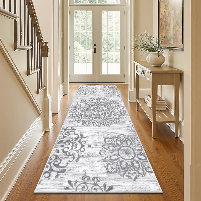 HEBE Hallway Runner Rug 3'x8' Washable Vintage Distressed Area Rugs Non Slip by HEBE