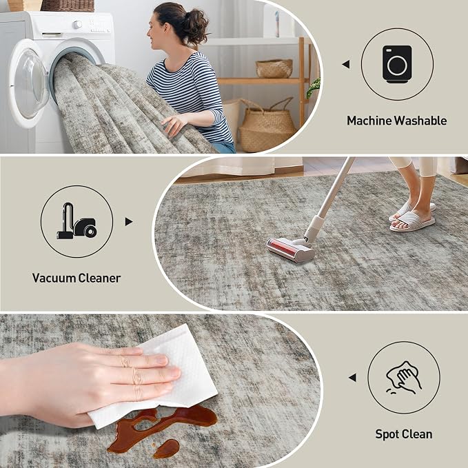 5x7 Area Rugs Washable Rug: Modern Abstract Living Room Rug Soft Anti-Skid Thin - Image 4
