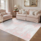 Latte&Fog Pink Area Rugs, Modern Abstract 5x7 Washable Rugs - Image 2