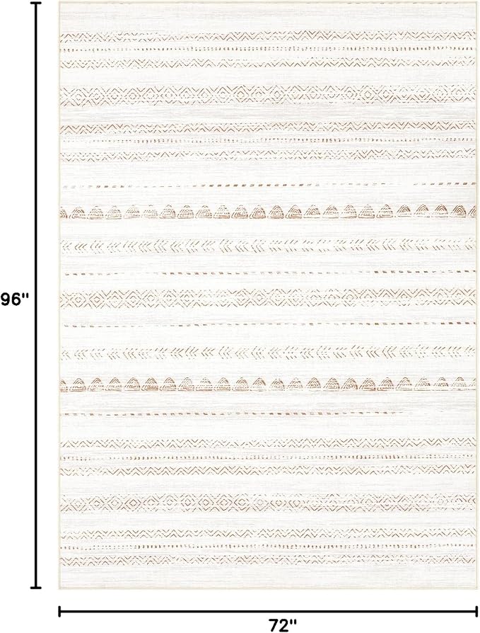 Nakagishi 6x8 Area Rugs Living Room: Washable Boho Large Neutral Soft Farmhouse - Image 2