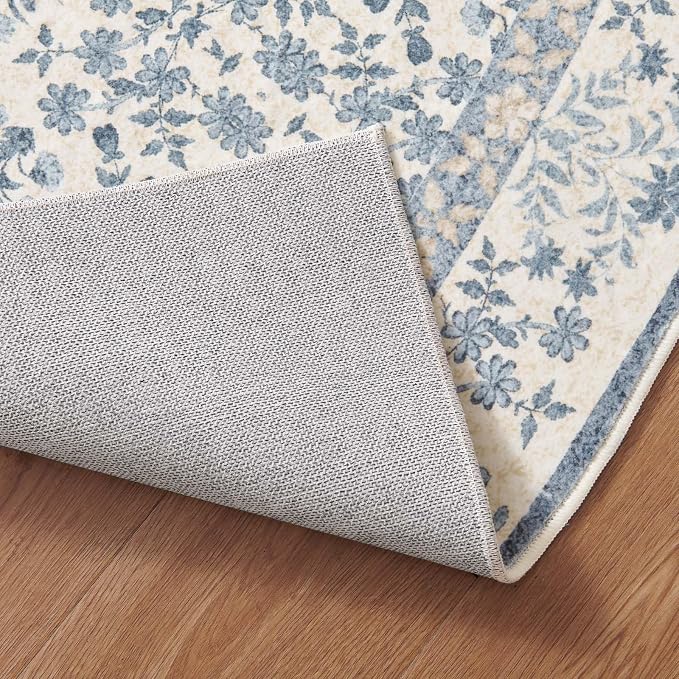 jinchan Zenith Corner Rug 6x6 Area Rug Floral Soft Aesthetic Rug Non-Slip Low - Image 8