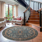 jinchan Zenith Round Rug 6ft Area Rug Soft 6'Round Vintage Floral Rug Non-Slip - Image 2
