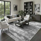 DCX Abstract Area Rug 8x10, Washable Gray Modern Rug - Image 2