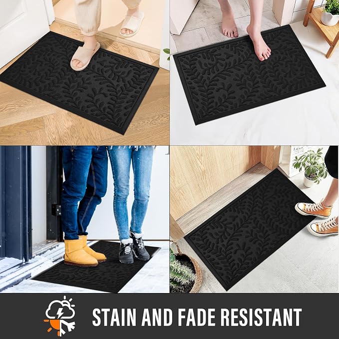 HIYARD Front Door Mat, Absorbent Dirt Trapping Welcome Door Mat Indoor Outdoor - Image 4