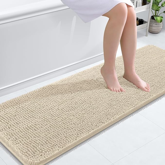 OLANLY Bathroom Runner Rugs 59x20, Extra Soft Absorbent Chenille Bath Rugs by OLANLY