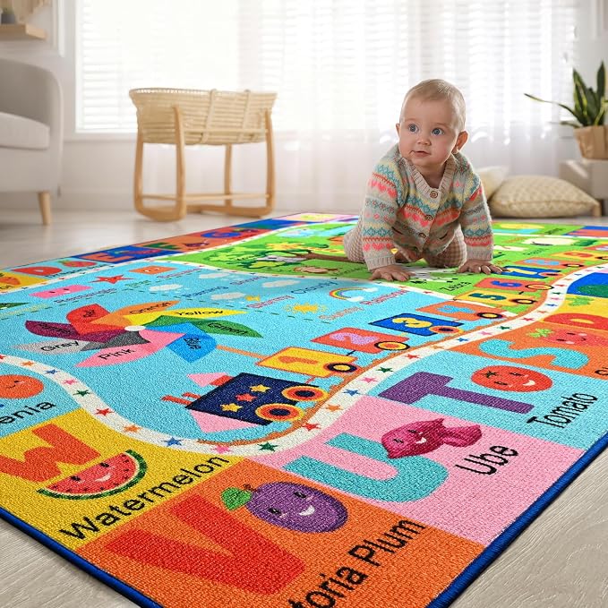 Kids Rug for Playroom, 6x9 ABC Educational Carpet for Classroom, Fun Alphabet - Image 8