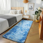 ONASAR Runner Rugs for Bedroom Living Room, Fluffy Tie-Dyed Blue 2x6 Bedside - Image 4