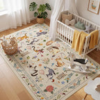 Unirea 3x5 Beige Cat Area Rug for Entryway Kitchen, Medium Washable Kids Rug - Image 3