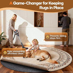 Veken 5 Ft Round Non Slip Cushioned Rug Pad Gripper, Felt and Silicone Backing - Image 2