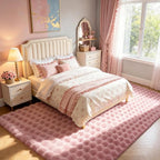 Dusty Rose Rabbit Plush Rug 8'x10', Fluffy Faux Fur Shaggy Area Rug - Image 2