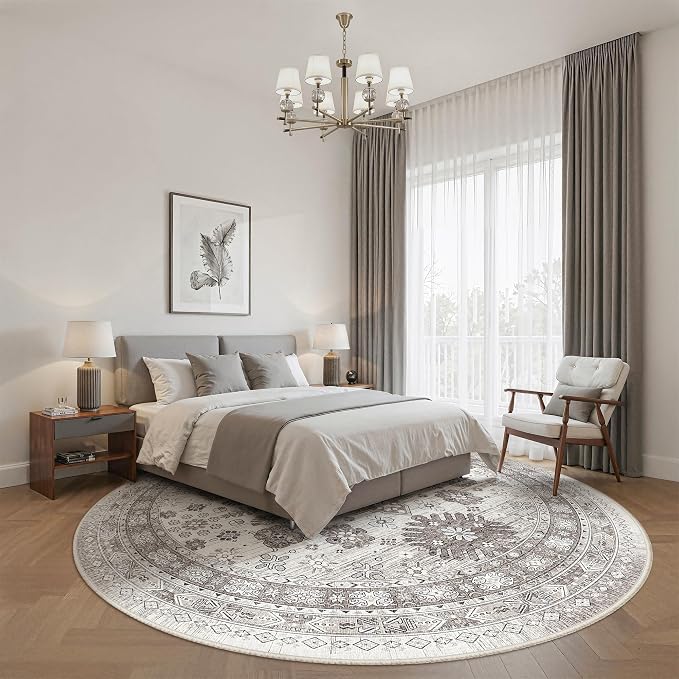 zesthome 8ft Round Rugs for Living Room, Non-Slip Washable Round Area Rugs - Image 8