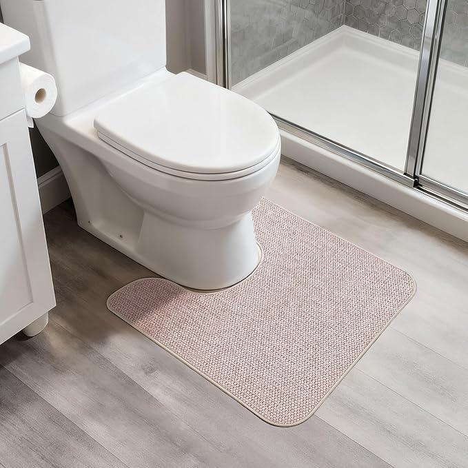 Bosap Toilet Rugs U Shaped Bathroom Rug, Machine Washable Non Slip Quick Dry by BosapDirect