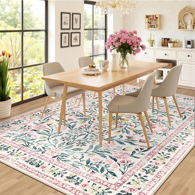 6x9 Area Rugs for Living Room: Floral Washable Rug Vintage Large Soft Boho - Image 6