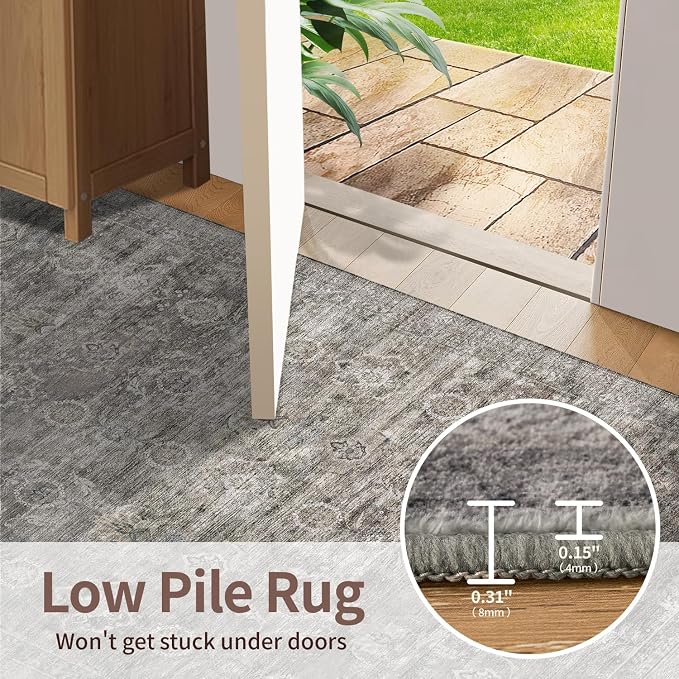 Rugxara 4x6 Rug for Living Room Bedroom, Vintage Retro Boho Area Rugs, Non Slip - Image 6