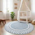 6ft Washable Round Rug for Entryway Modern Checkered Bedroom Circle Rug Non by GarveeHome