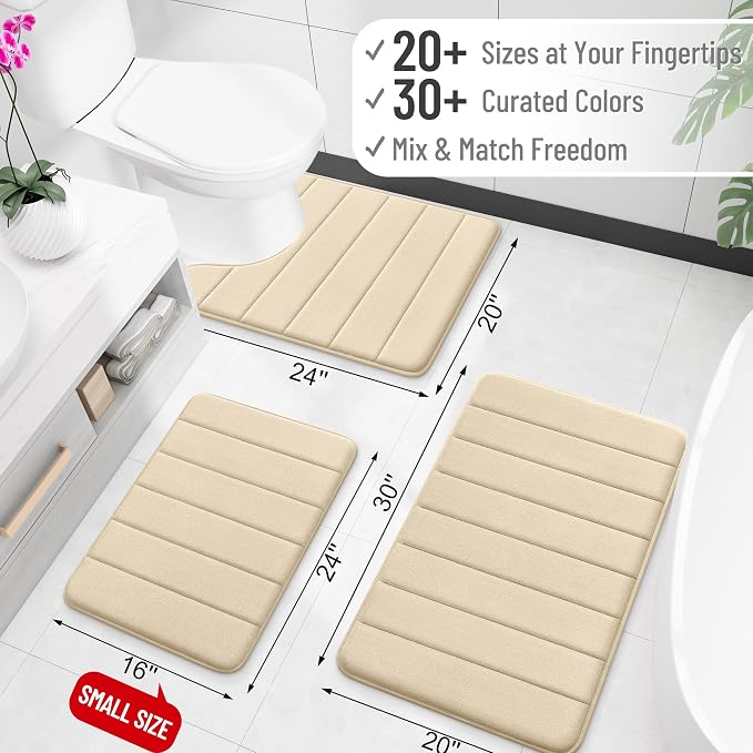 OLANLY Memory Foam Bath Mat 40x32, Super Soft Absorbent Bathroom Rugs, Quick Dry - Image 2