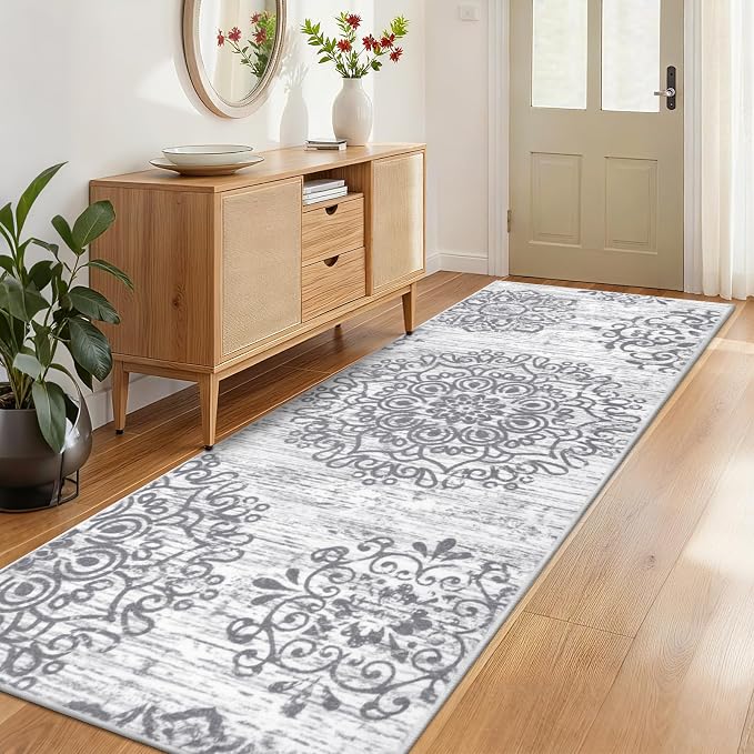 HEBE Hallway Runner Rug 3'x8' Washable Vintage Distressed Area Rugs Non Slip - Image 8