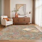 Rugxara Floral Rug for Living Room Bedroom, 4x6 Washable Rug, Vintage Boho Style by Rugxara
