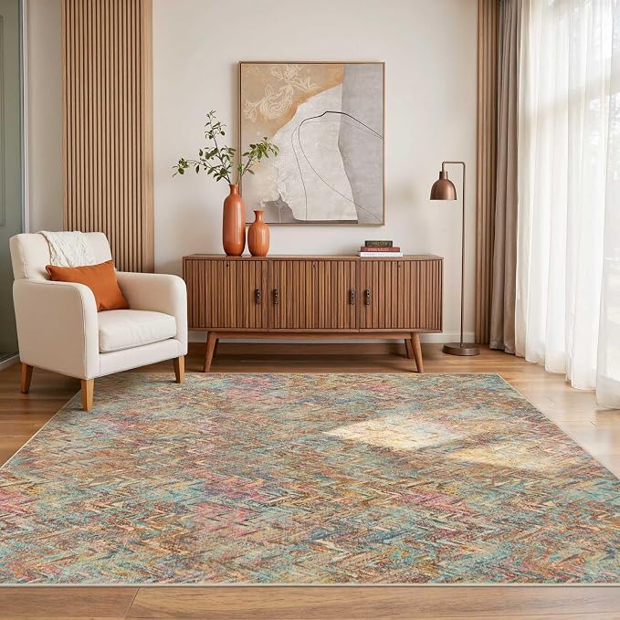 Rugxara Floral Rug for Living Room Bedroom, 4x6 Washable Rug, Vintage Boho Style by Rugxara
