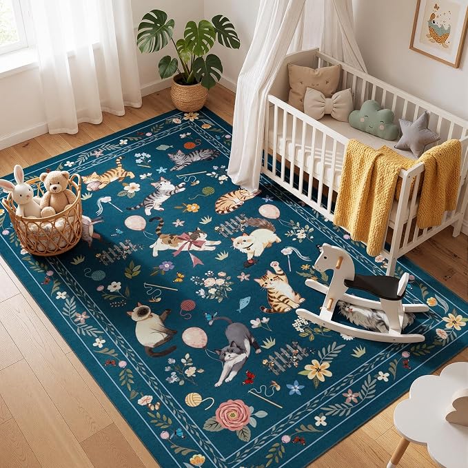 Unirea 3x5 Dark Blue Cat Area Rug - Image 6