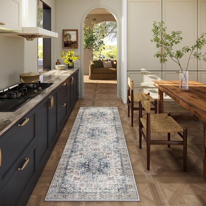 Machine Washable Kitchen Runner Rugs: 2'6"x8' Hallway Runner Rug Non Slip Low - Image 2
