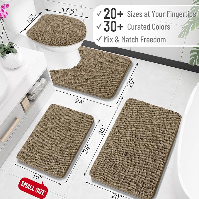 OLANLY Bathroom Rugs 32x20, Extra Soft Absorbent Chenille Bath Rugs, Rubber - Image 2