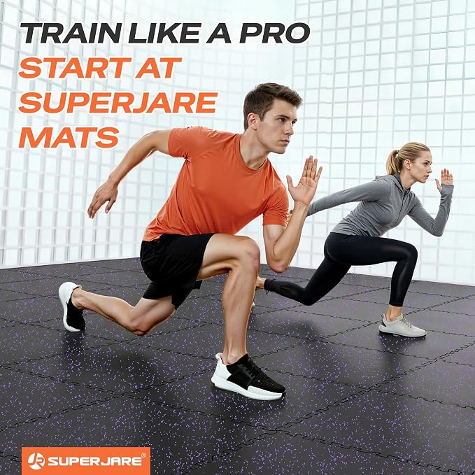SUPERJARE 0.56'' Thick 12 Pcs 48 Sq Ft Rubber Top Exercise Equipment Mats - Image 3